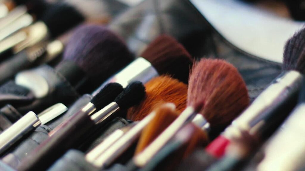 Professional makeup products used during makeup lessons in Chesterfield