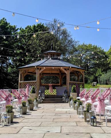 Whitley Hall outdoor wedding ceremony area Sheffield