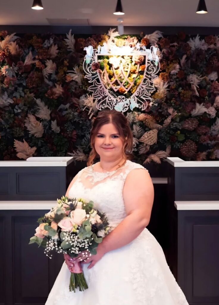 Bridal Makeup at Wildes Chesterfield – Emma in wedding dress